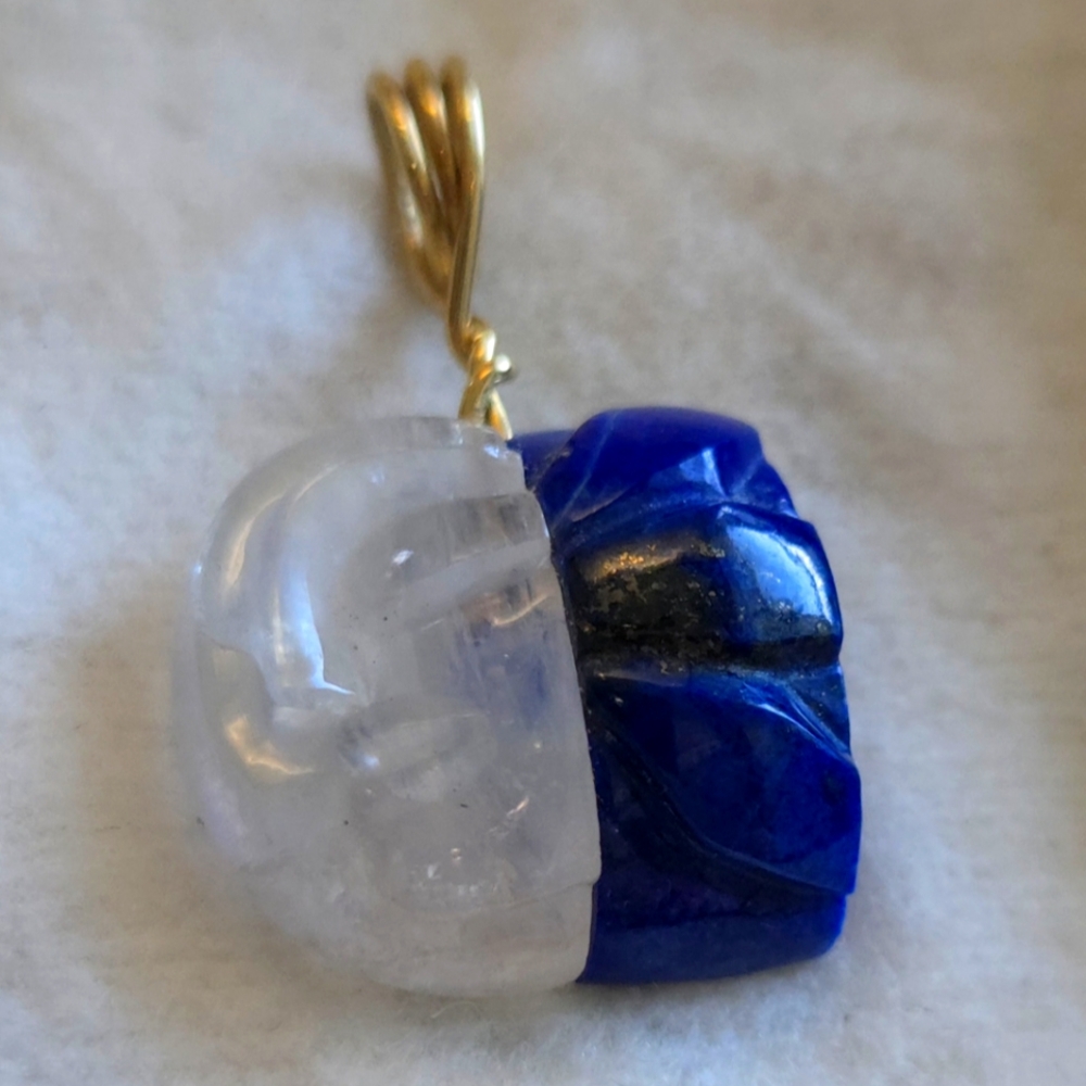Moonstone + Lapis Pendant